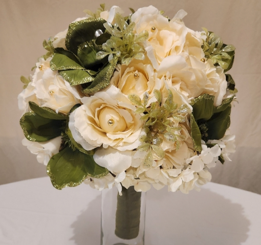 Stunning Olive Green & Ivory Bridal Bouquet