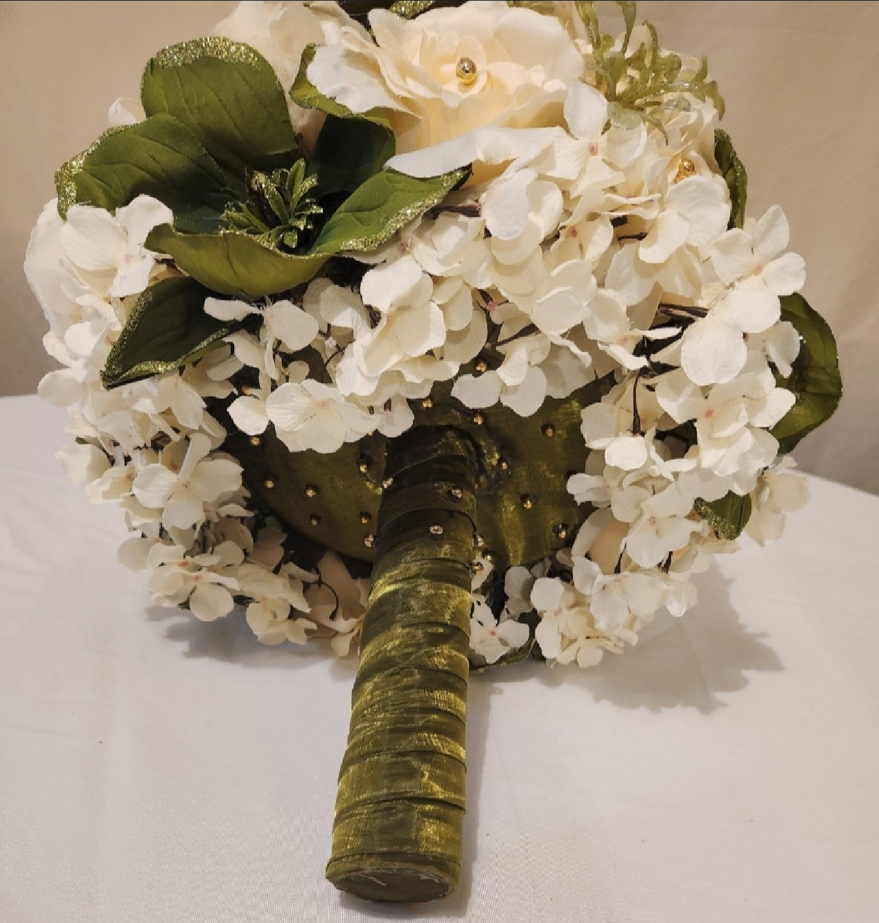 Stunning Olive Green & Ivory Bridal Bouquet