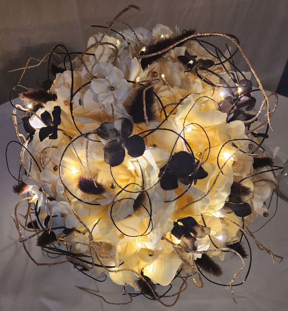 Exquisite Brown & Cream Bouquet with lights