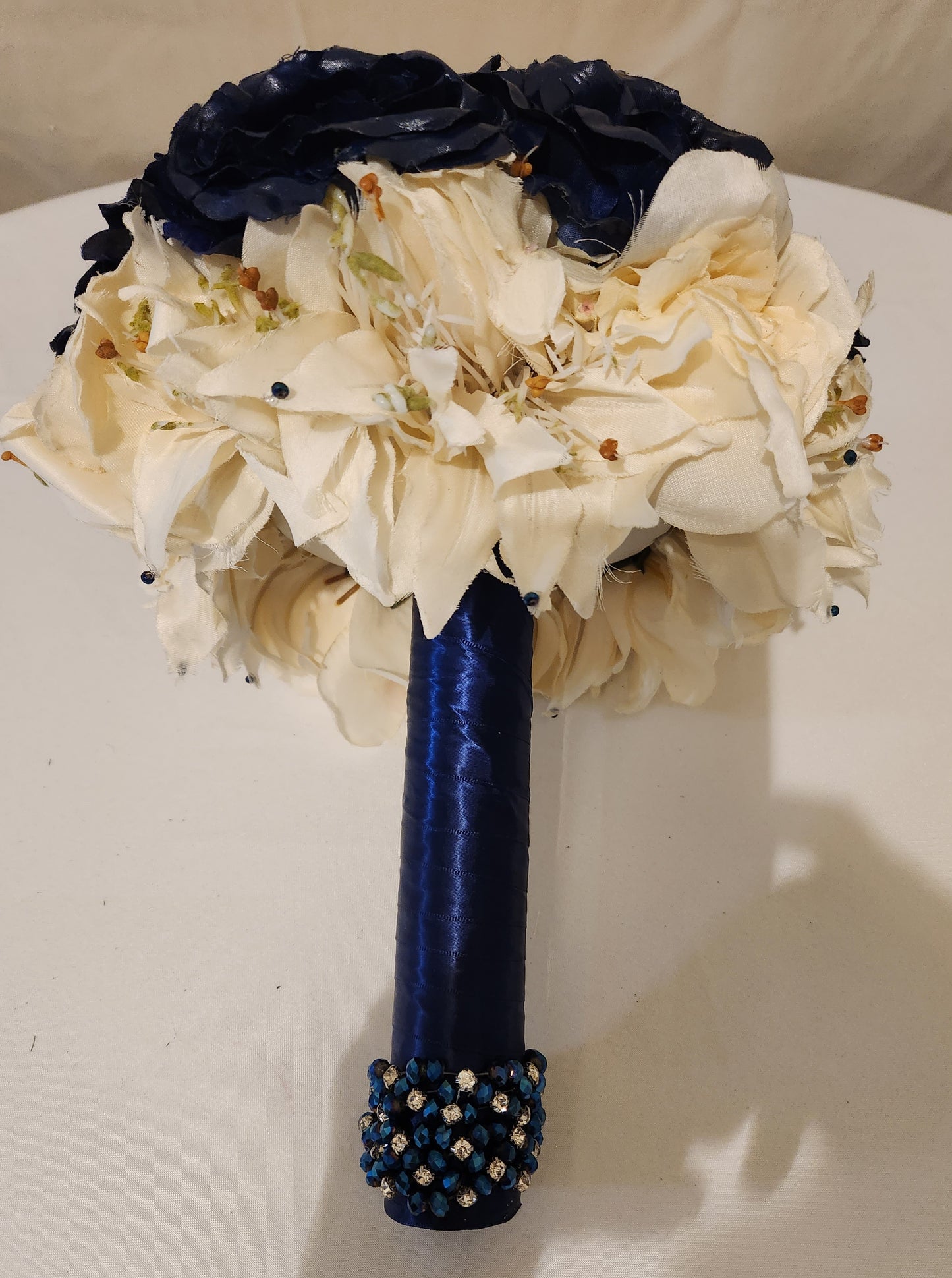 Alluring Navy Blue & Cream Bridal Bouquet